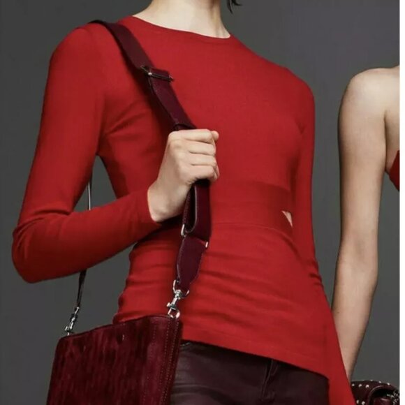 Elizabeth and James Womens Kelton Red Cut-Out Sweater Medium Long Sleeve - Picture 1 of 10